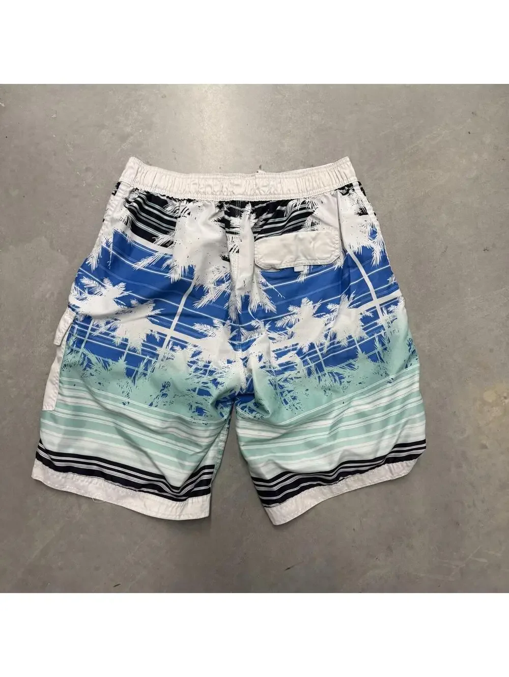 Y2K US Apparel Blue and White Beachy Men's Swimsuit Sized Large